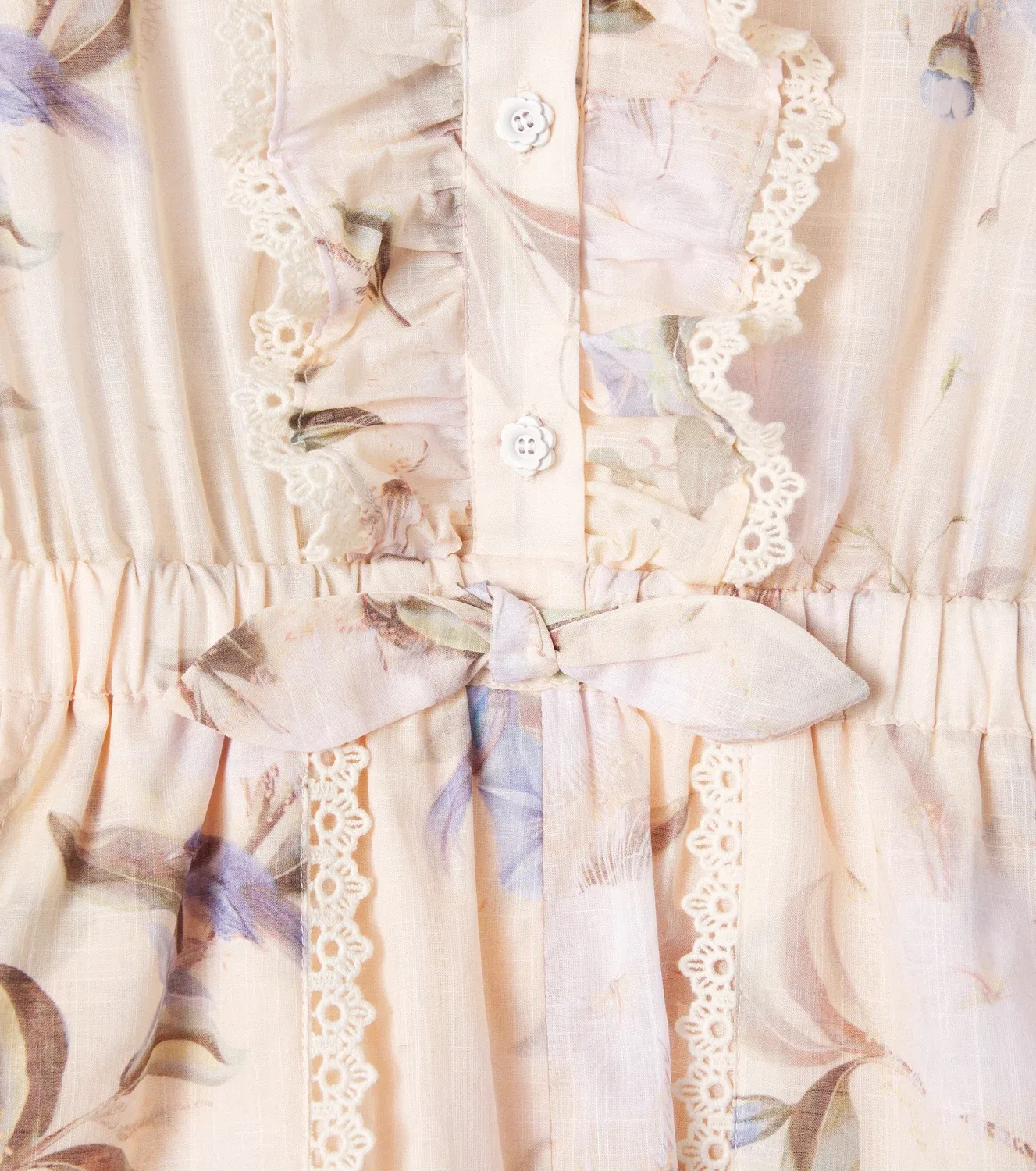 Комбинезон с цветочным принтом Zimmermann Kids, бежевый — фото 3