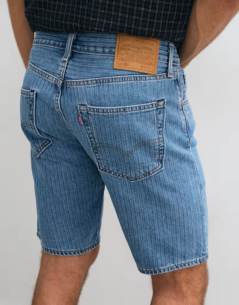 Джинсовые шорты Levi's 405 в стандартную полоску, средне-синий
