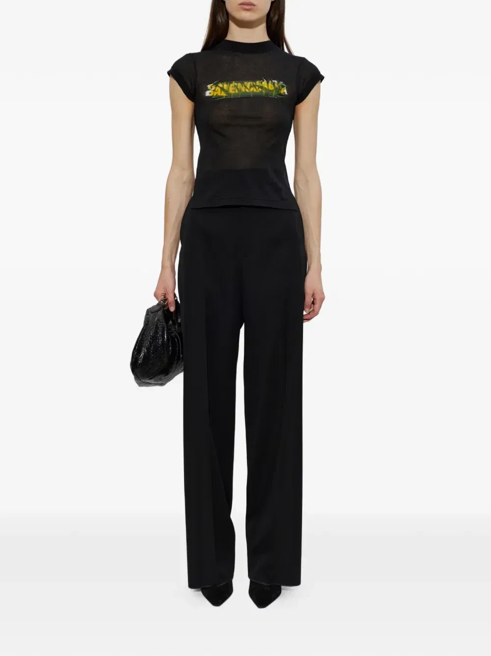 Футболка асимметричного кроя с логотипом Balenciaga, черный — фото 2