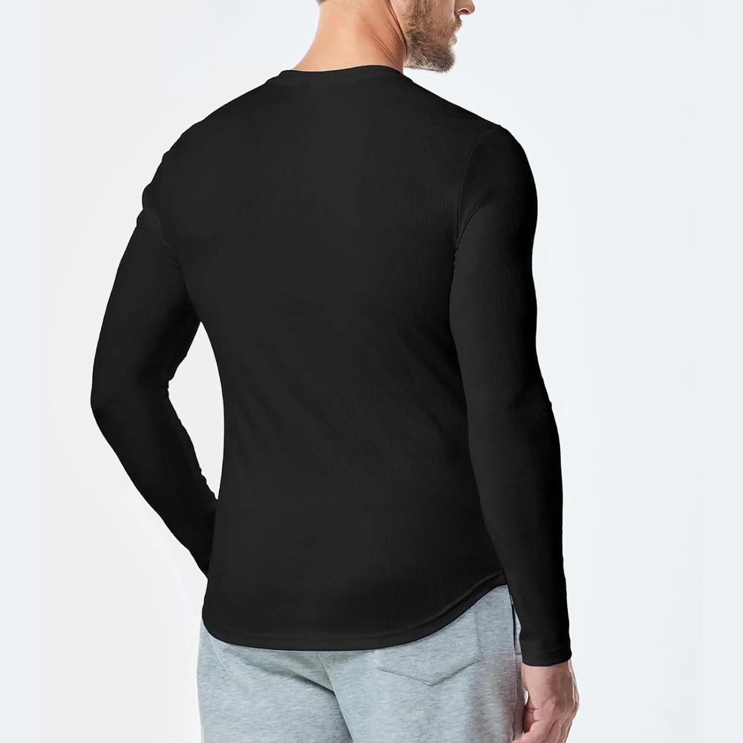 Мужская футболка с длинным рукавом Slim Fit Solid, Black — фото 2
