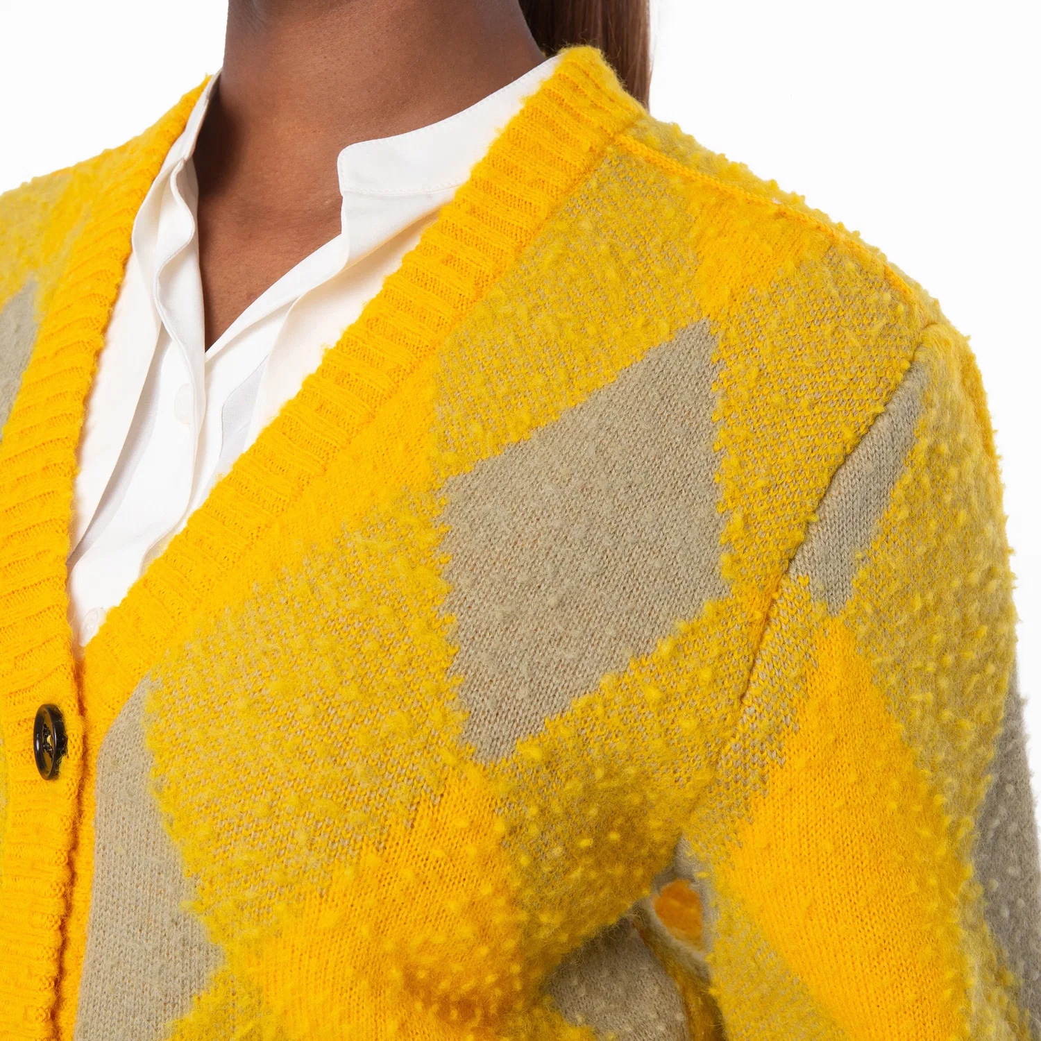 Кардиган с ромбовидным узором Argyle Diamond Patterned Rib Trim Burberry, Mimosa Ip Pattern — фото 3