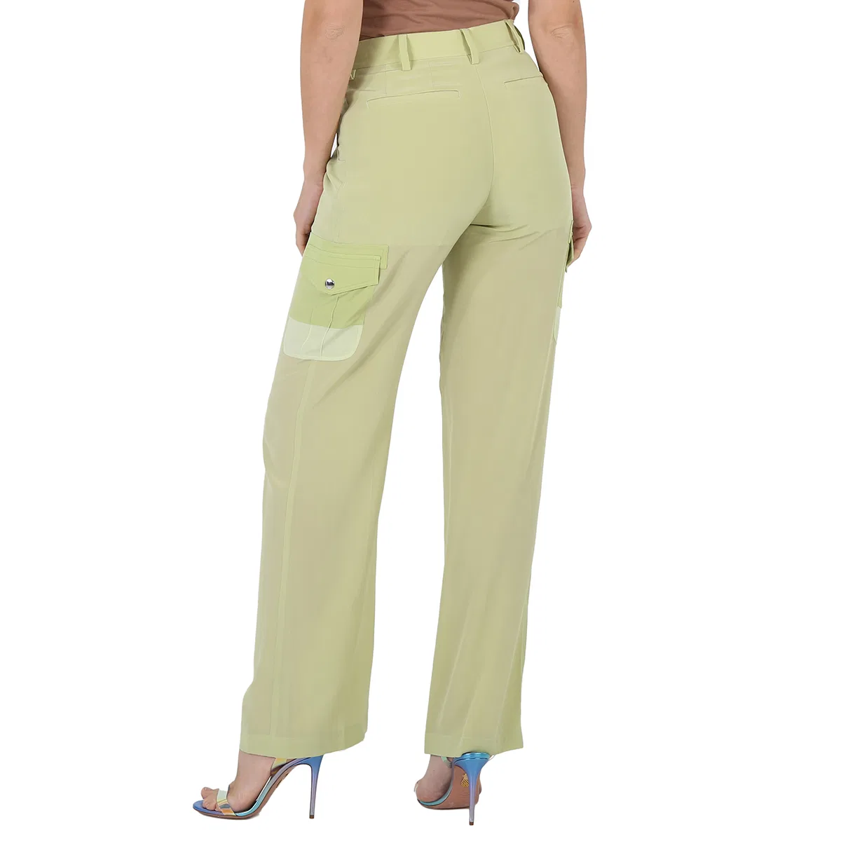 Брюки карго из шелка Nell Mid-Rise Burberry, Mist Green — фото 4