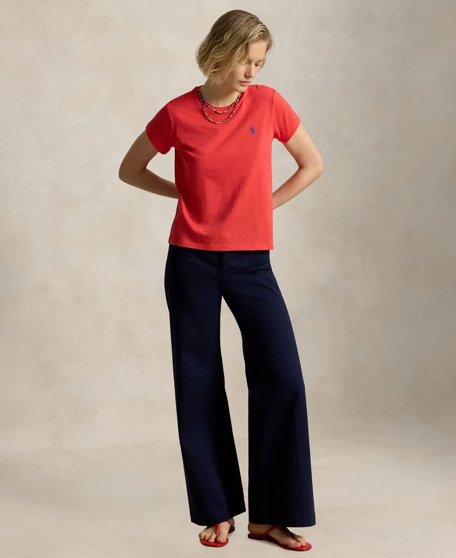 Футболка с круглым вырезом и коротким рукавом, хлопковая Polo Ralph Lauren, Bright Hibiscus — фото 4
