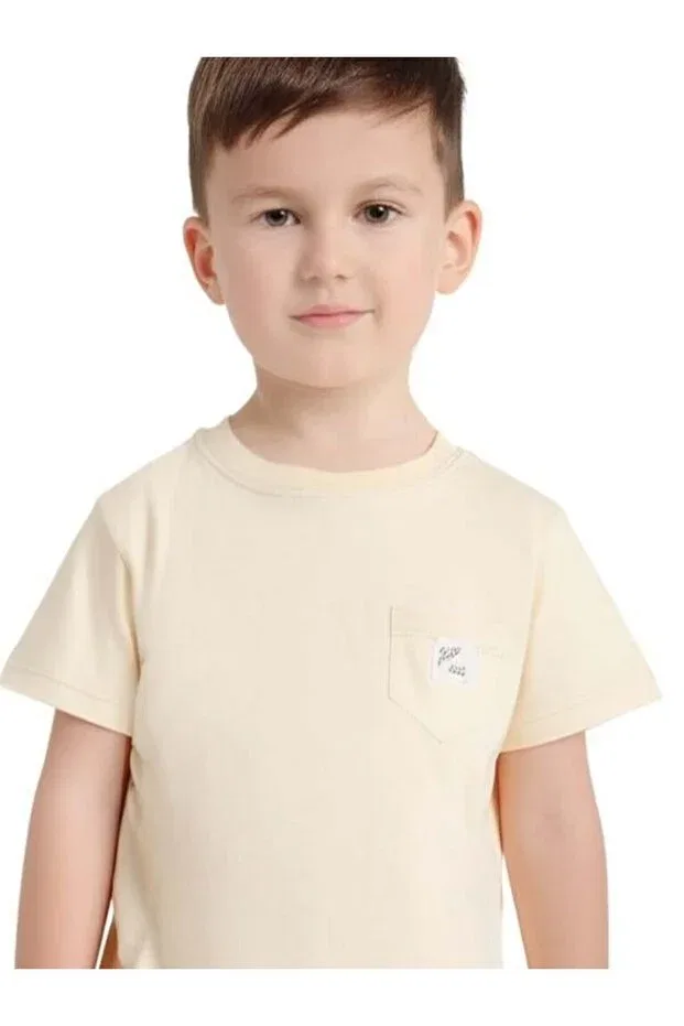 Детская футболка для мальчиков с коротким рукавом Zekids, Beige — фото 3