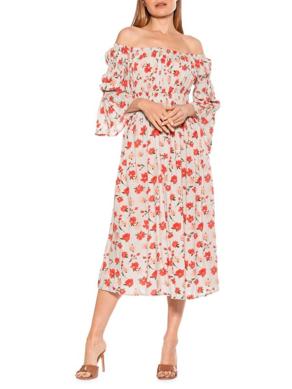 

Платье миди с открытыми плечами rey Alexia Admor Mint floral
