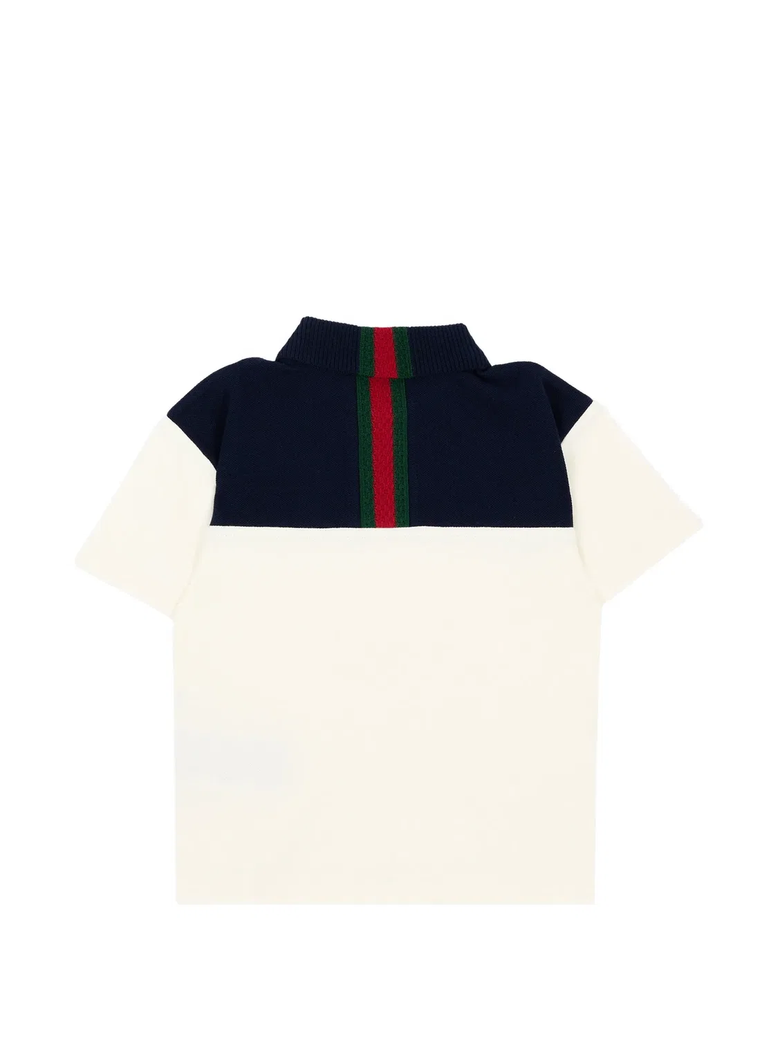 Рубашка поло в стиле колор-блок с отделкой Web Gucci Kids, нейтральные цвета — фото 2