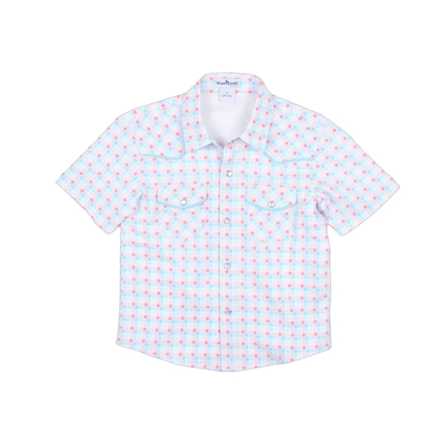 Детская рубашка для мальчиков с коротким рукавом на кнопках Liberty Plaid Pearl Snap синийBlue Quail Clothing Co., синий
