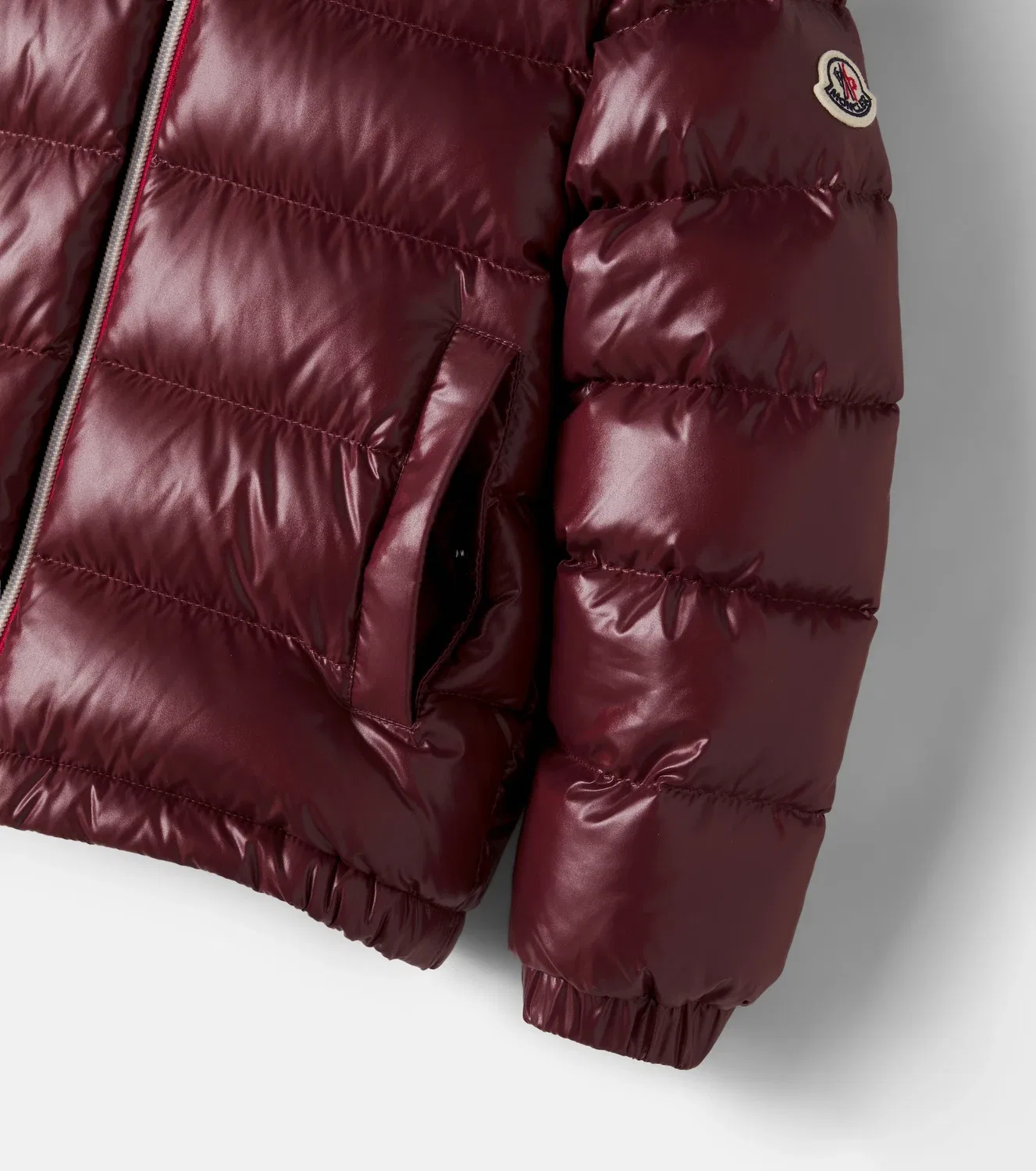 Пуховая куртка с капюшоном Aubert Moncler Enfant, бордовый — фото 4