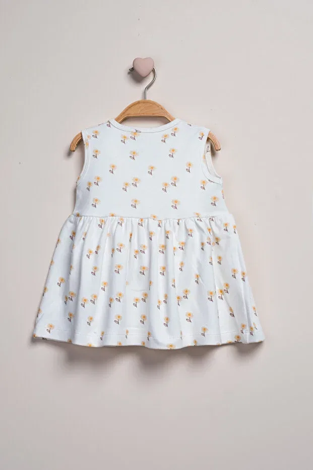 Детское платье для девочек с принтом Minimal daisy patterned For My Baby, White — фото 2