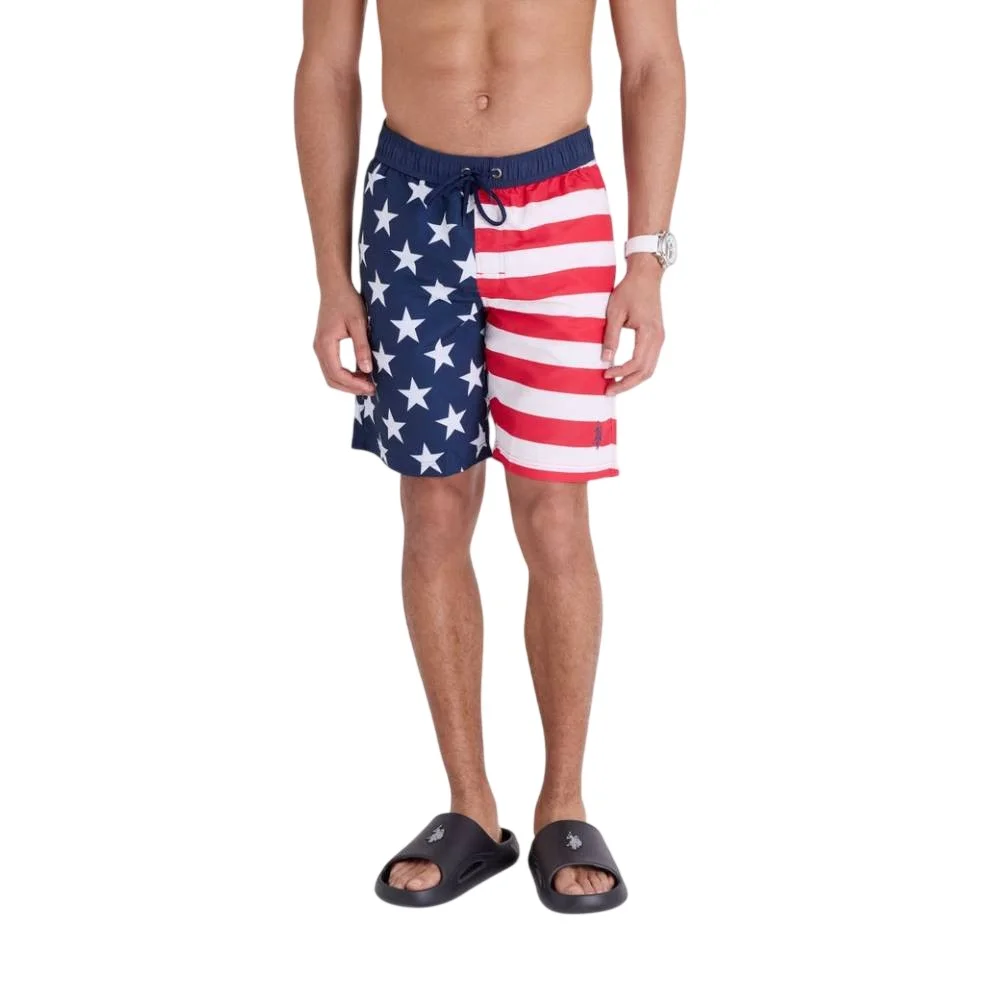 Мужские шорты для плавания U.S. Polo Assn. USA Flag, классический темно-синий