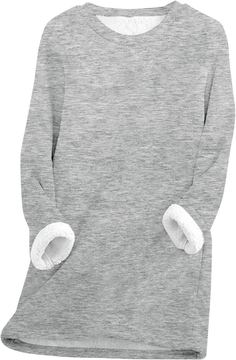 Женский свитшот свободного кроя с флисом и подкладкой из шерпы Long Sleeve Winter Pullover, светло-серый