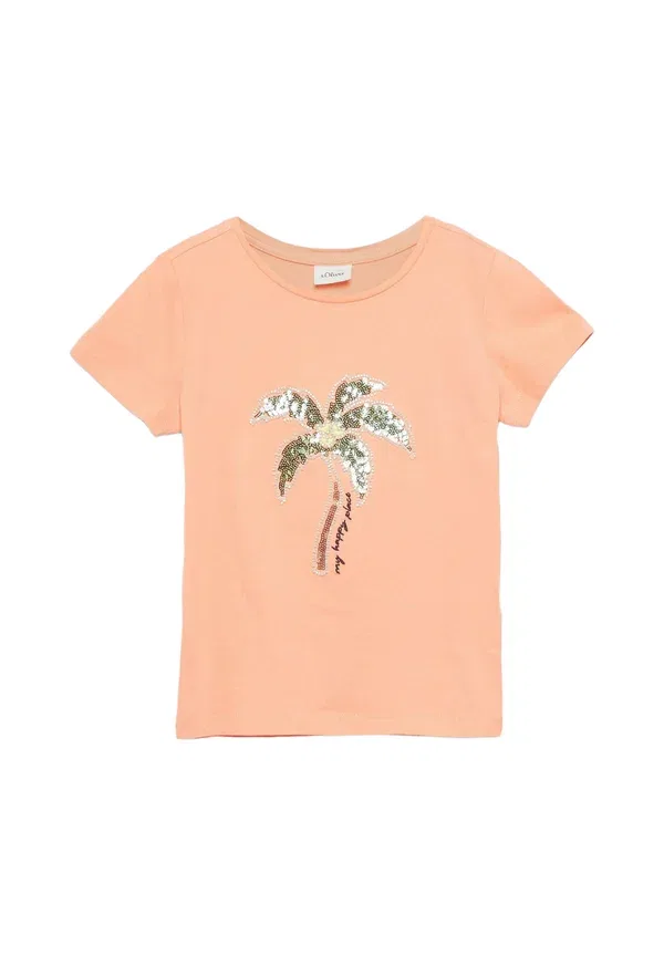 Футболка с принтом, хлопок, print t-shirt, S.Oliver, hellorange, оранжевый
