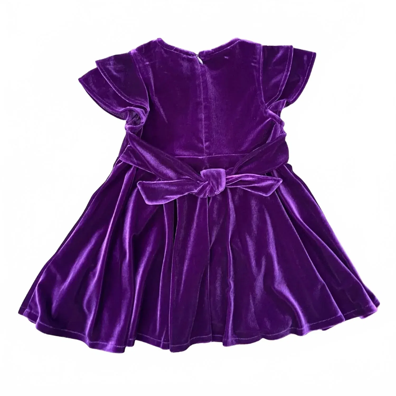 Детское платье для девочек с бантом из эластичного вельвета Bow Stretch Velvet Florence Eiseman, фиолетовый — фото 2