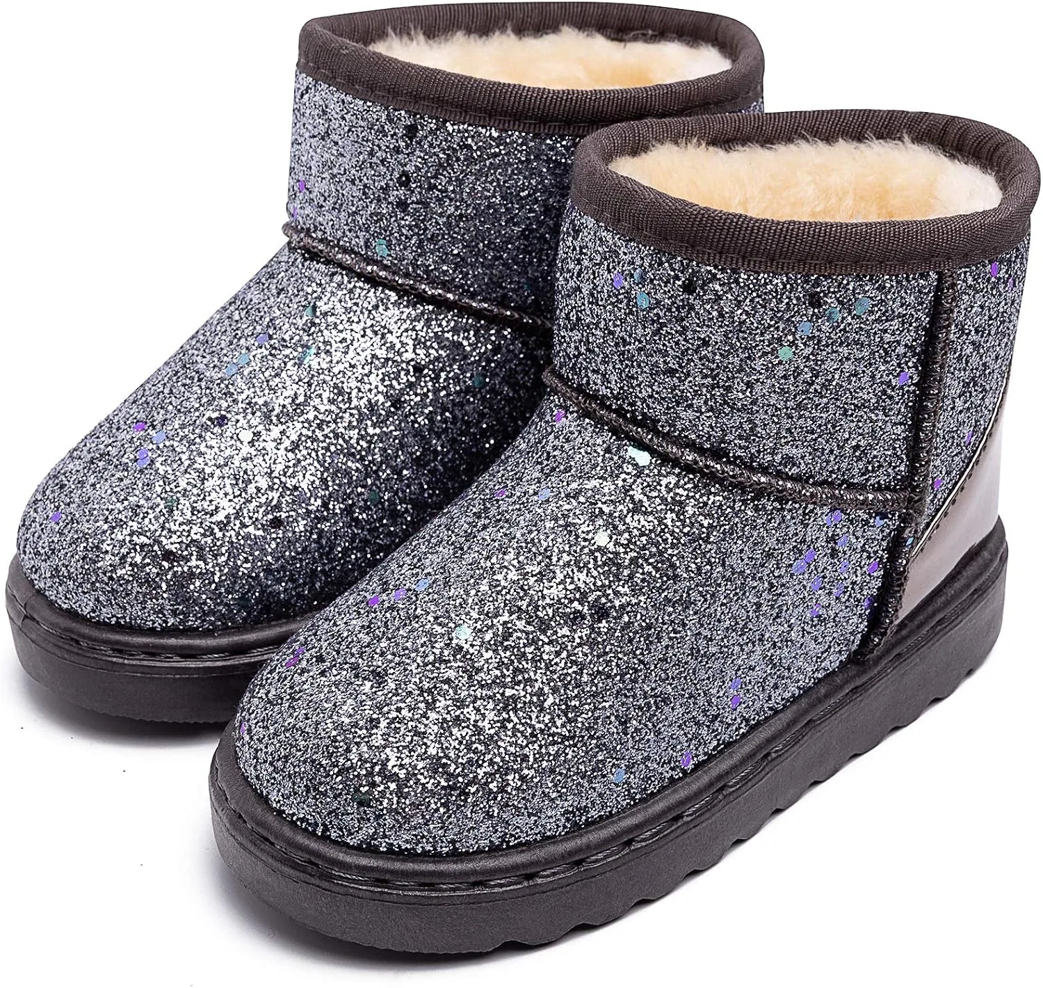Детские зимние сапоги для девочек с блестками и мехом techcity, Glitter Grey