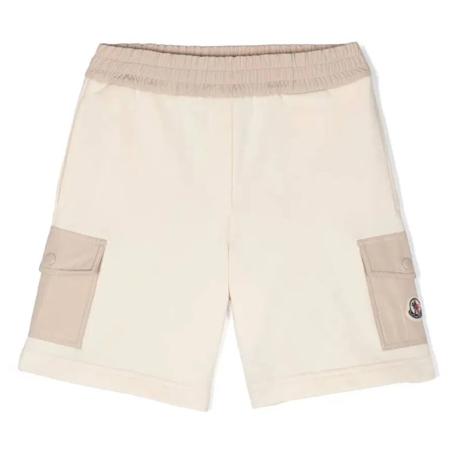 Шорты с логотипом и прямыми штанинами Moncler, White