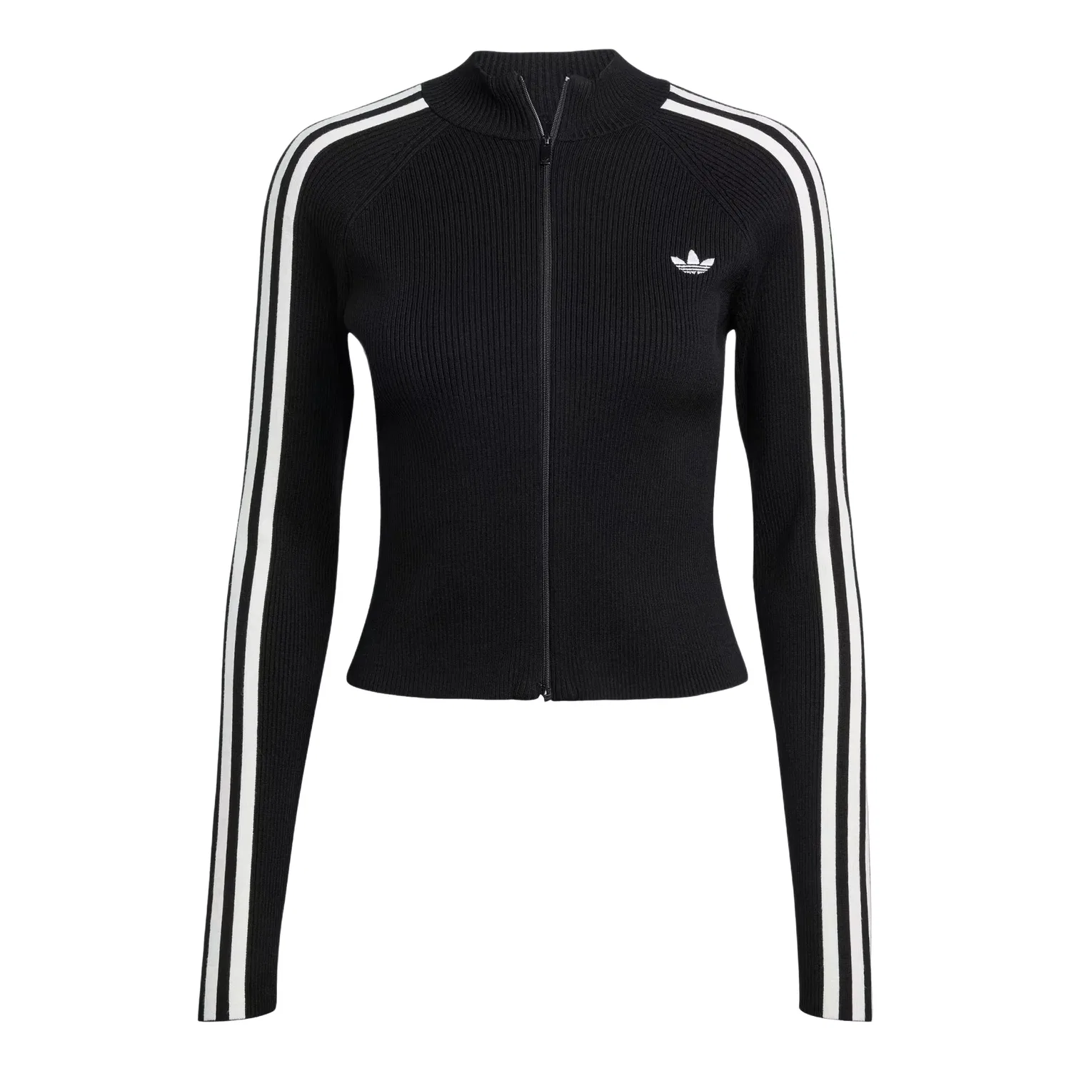 Женская куртка Adicolor 3-Stripes Slim Knit Track Top Asia Sizing 'Black' adidas, черный