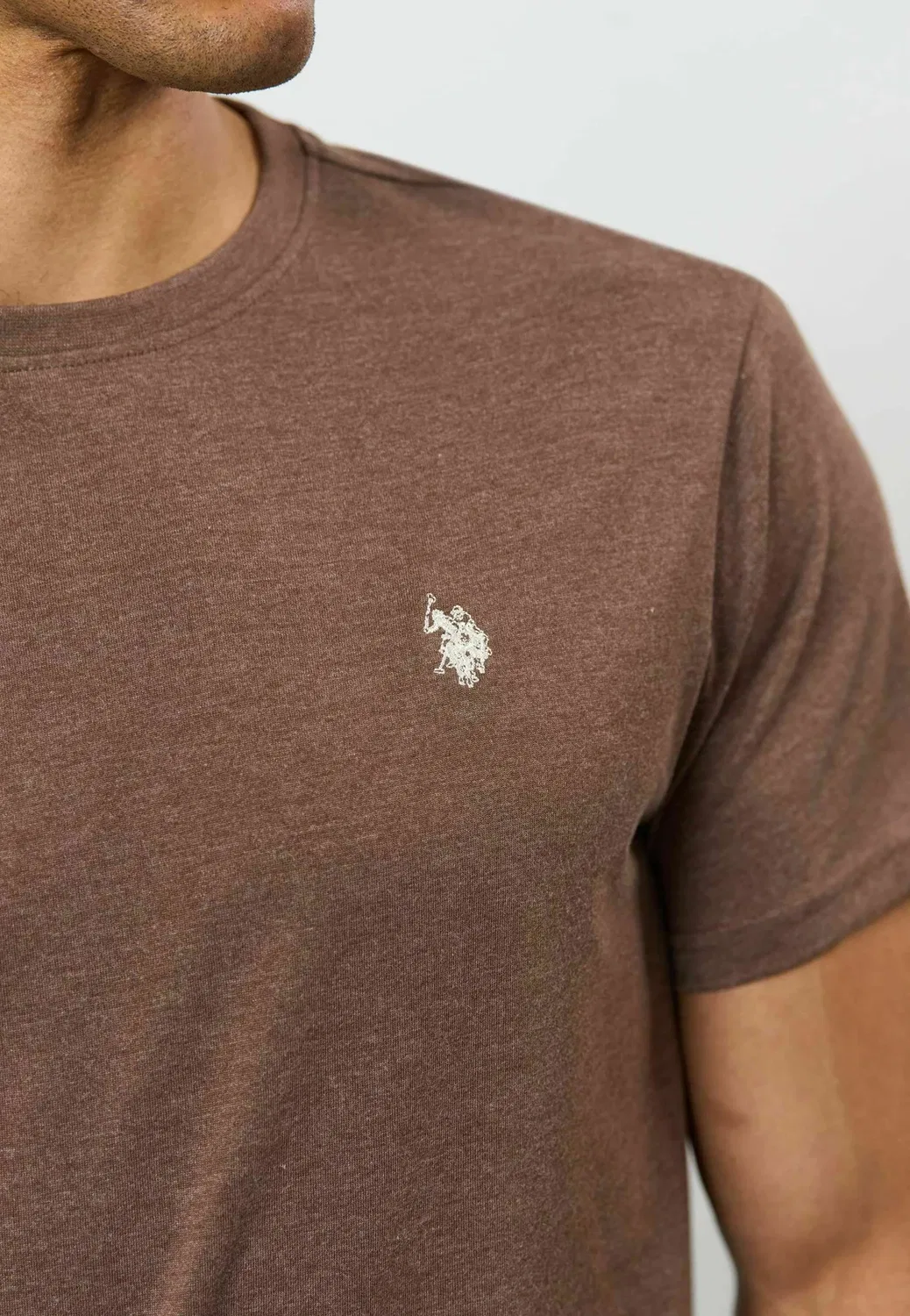 Футболка Umarjun - базовая футболка U.S. Polo Assn., Chestnut Melange — фото 4