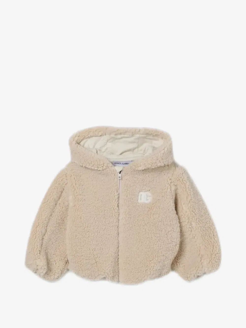 Куртка с капюшоном и текстурой Тедди Dolce & Gabbana Kids, бежевый