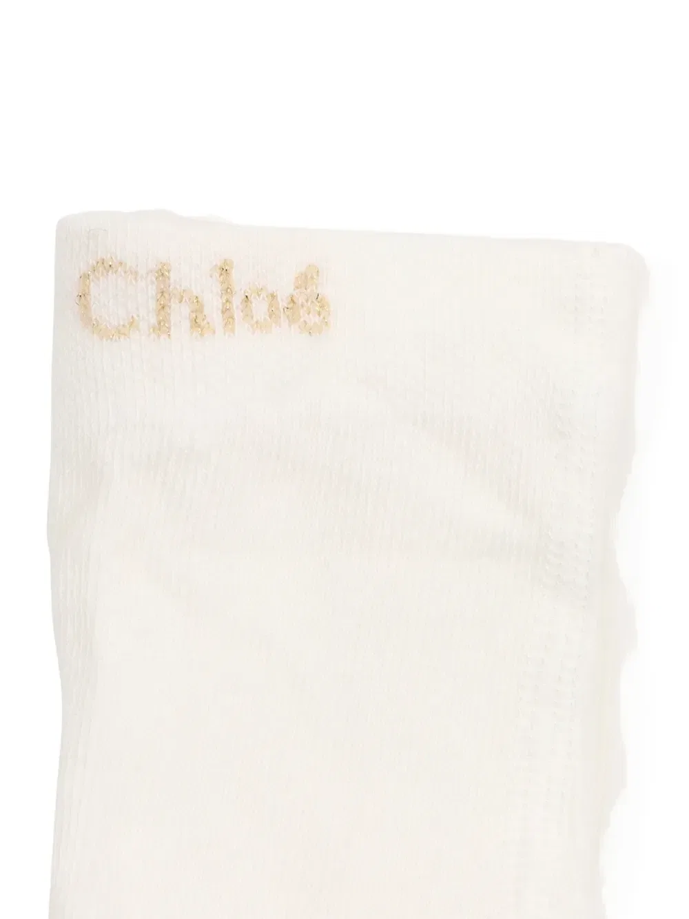 Вязаные колготки с вышитым логотипом Chloé Kids, бежевый — фото 3