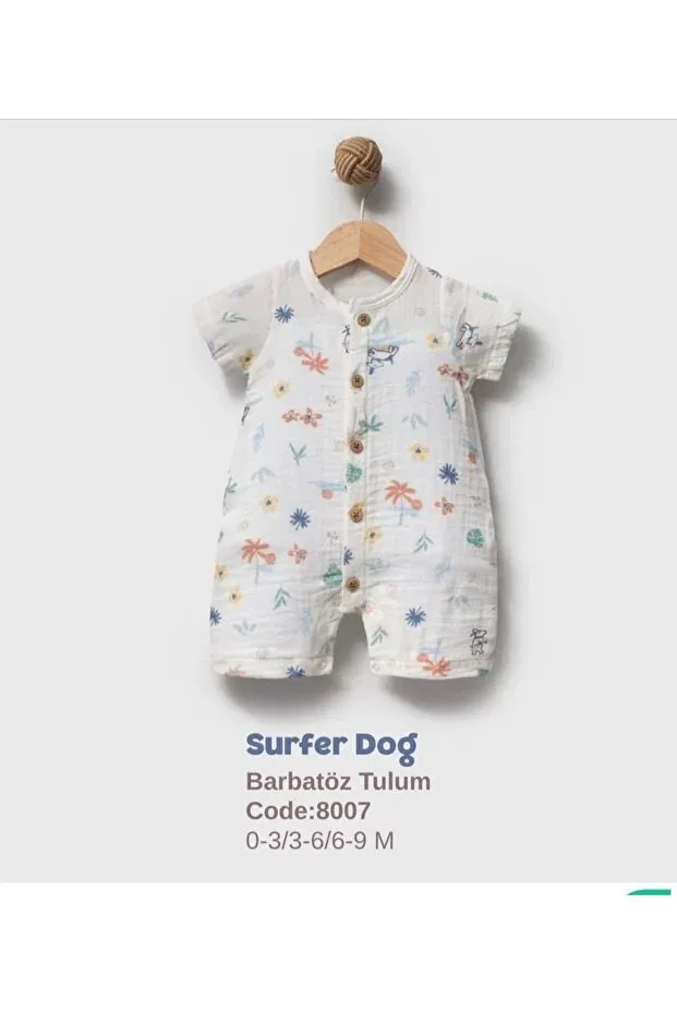 Детский комбинезон для мальчиков с принтом Surfer Dog Luvvera, Green — фото 4