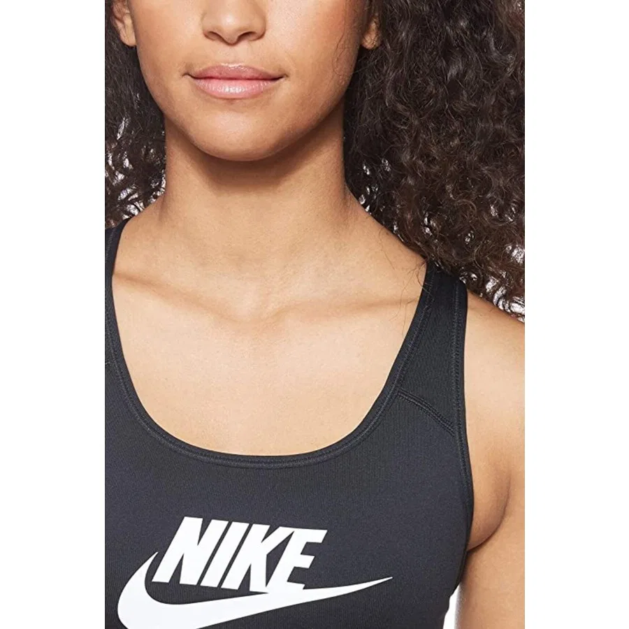 Спортивный бюстгальтер без рукавов с принтом Swoosh Futura Nike, Черный
