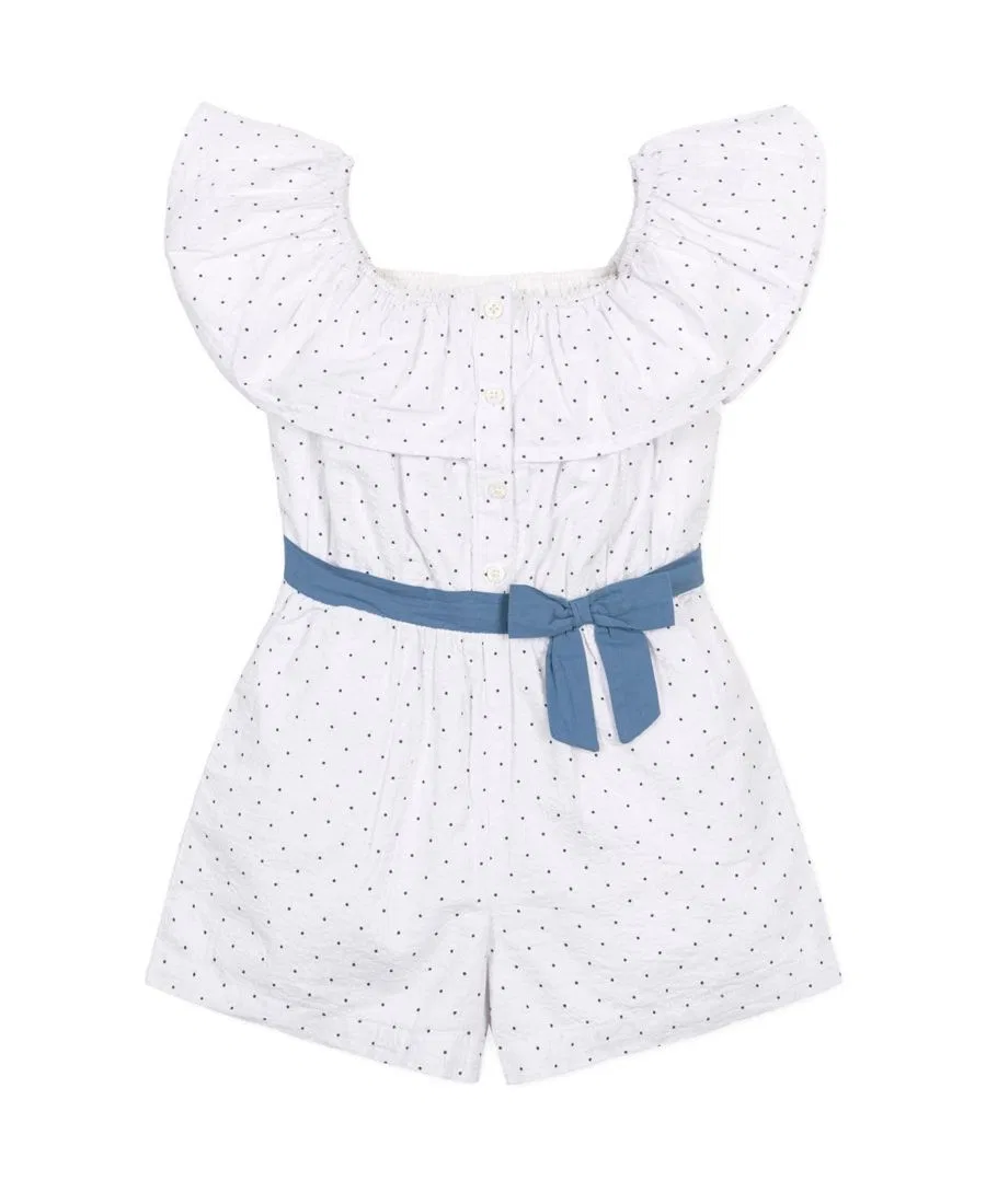 Боди-комбинезон с воротником-оборкой Hope & Henry, Delft Dot Seersucker