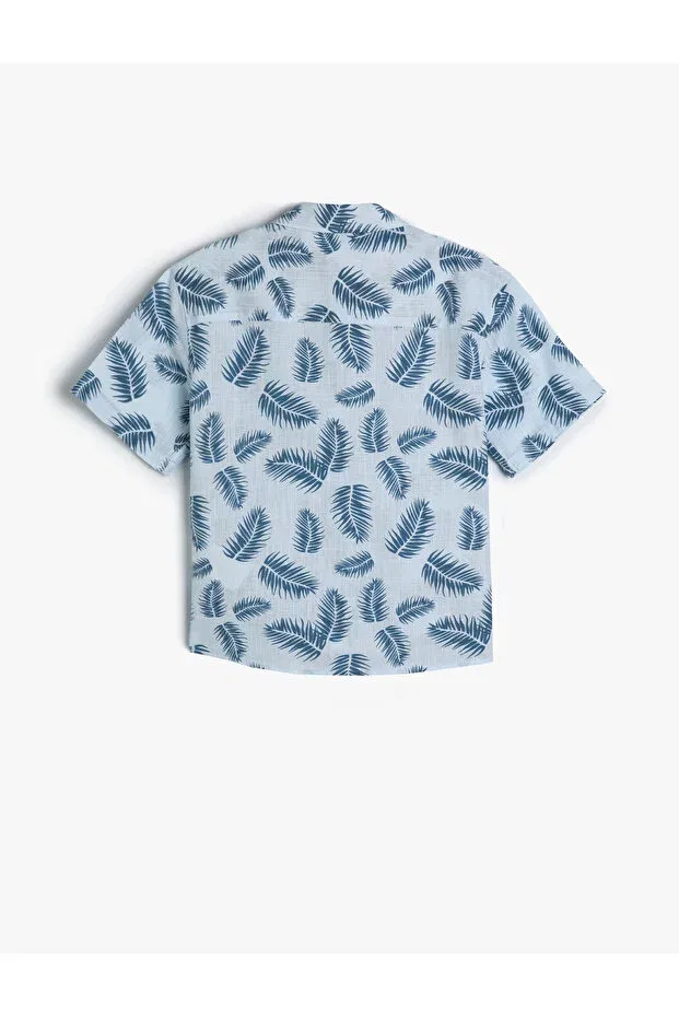 Детская рубашка для мальчиков хлопковая с принтом Koton, Blue Patterned — фото 2