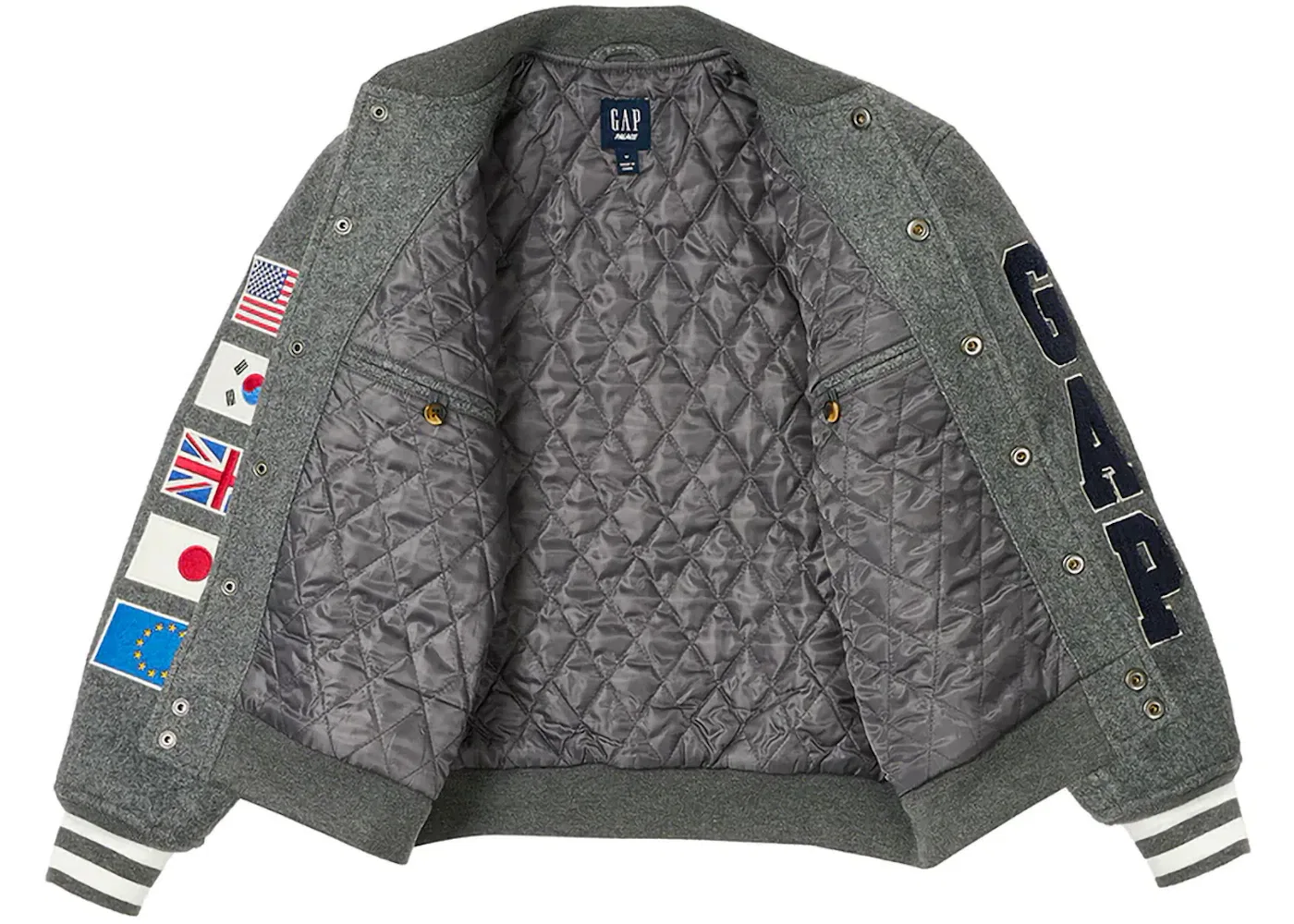 Детская куртка Palace x Gap Kids Varsity Jacket Grey — фото 3