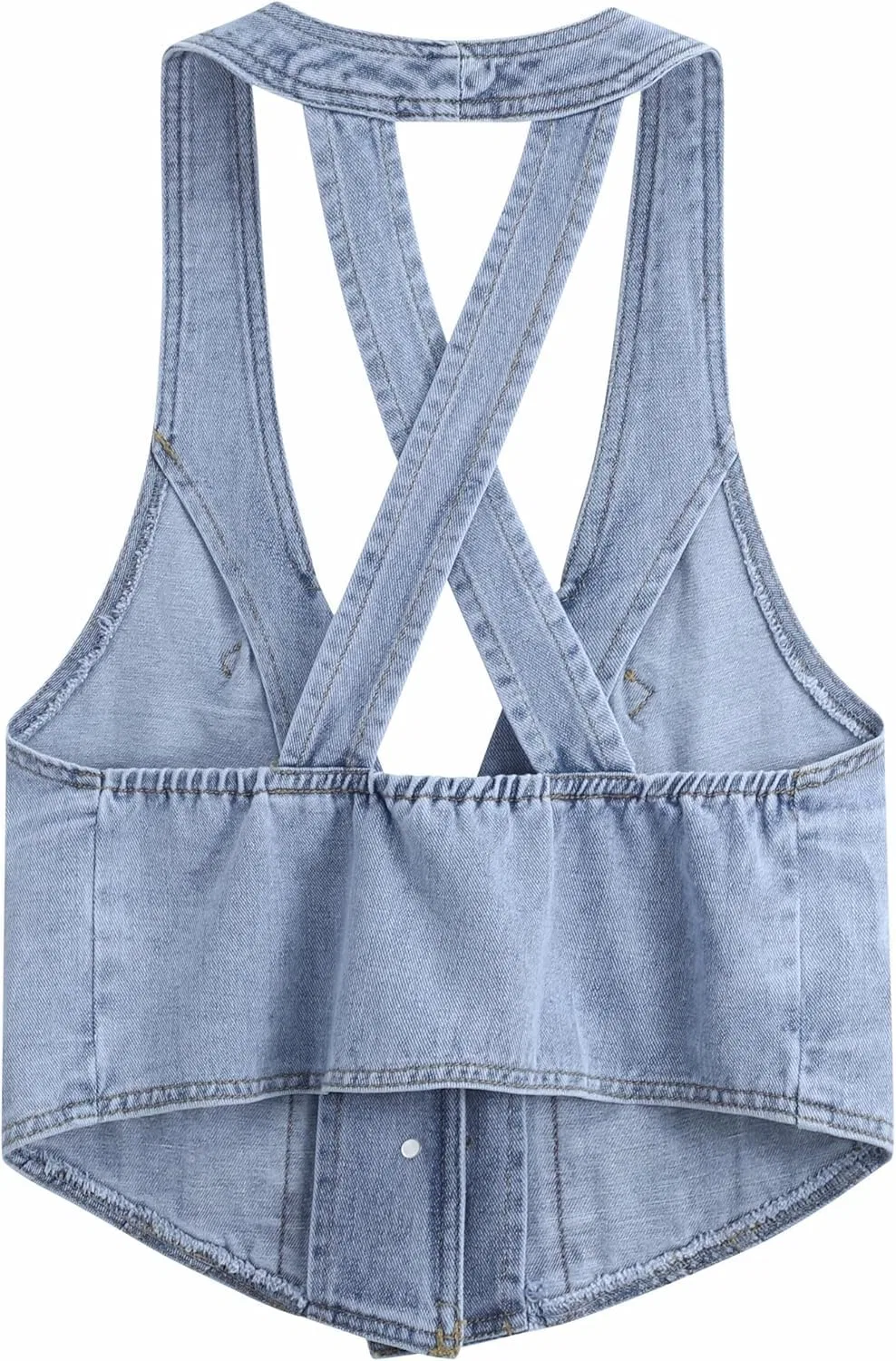 Женский джинсовый жилет без рукавов с принтом, Fitted Denim Vests — фото 2