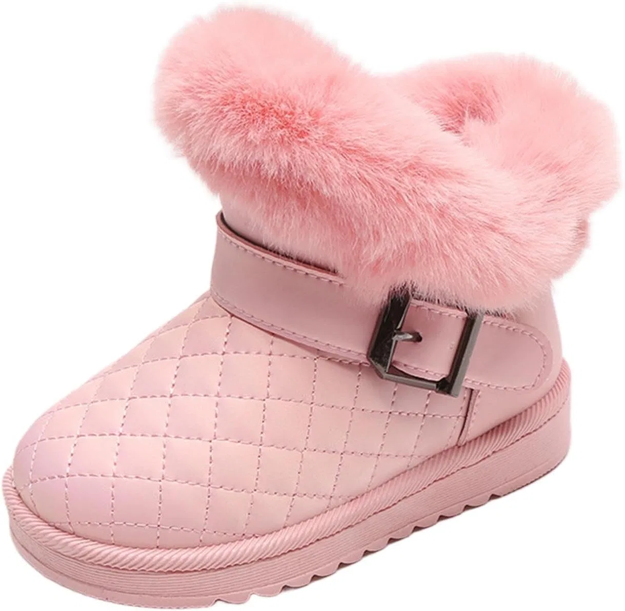 Детские зимние ботинки для девочек с бантом и мехом ZDZZHYO, Pink