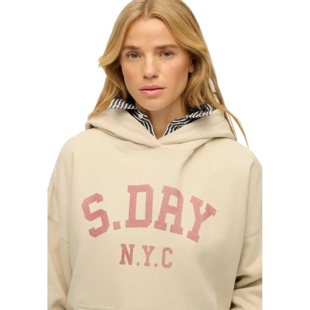 Женский свитшот с капюшоном Athletic Essentials Relaxed Fit Superdry, Beige — фото 4