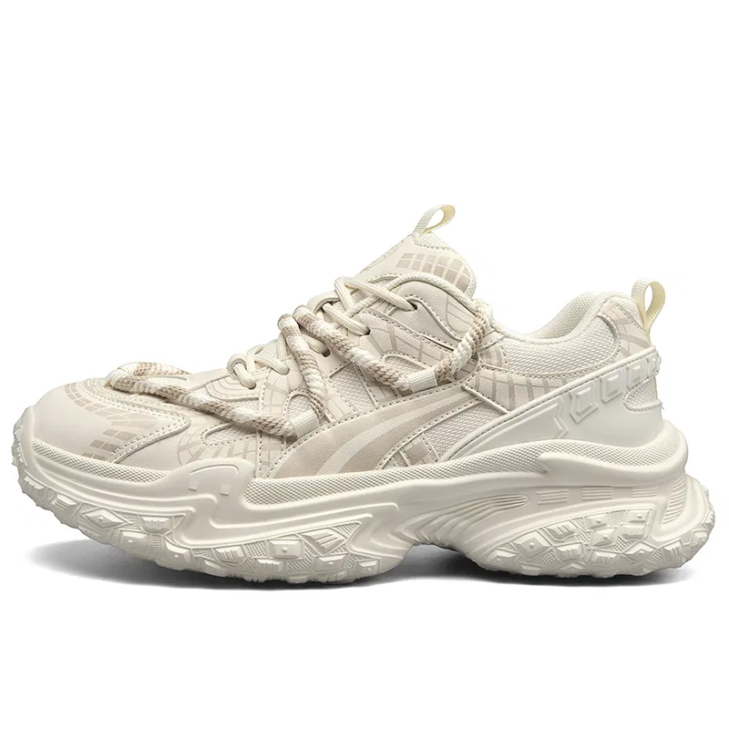 Детские кроссовки на толстой подошве с двойным шнурком Linen Beige Double Shoelace, Doraemon, Linen Beige — фото 4