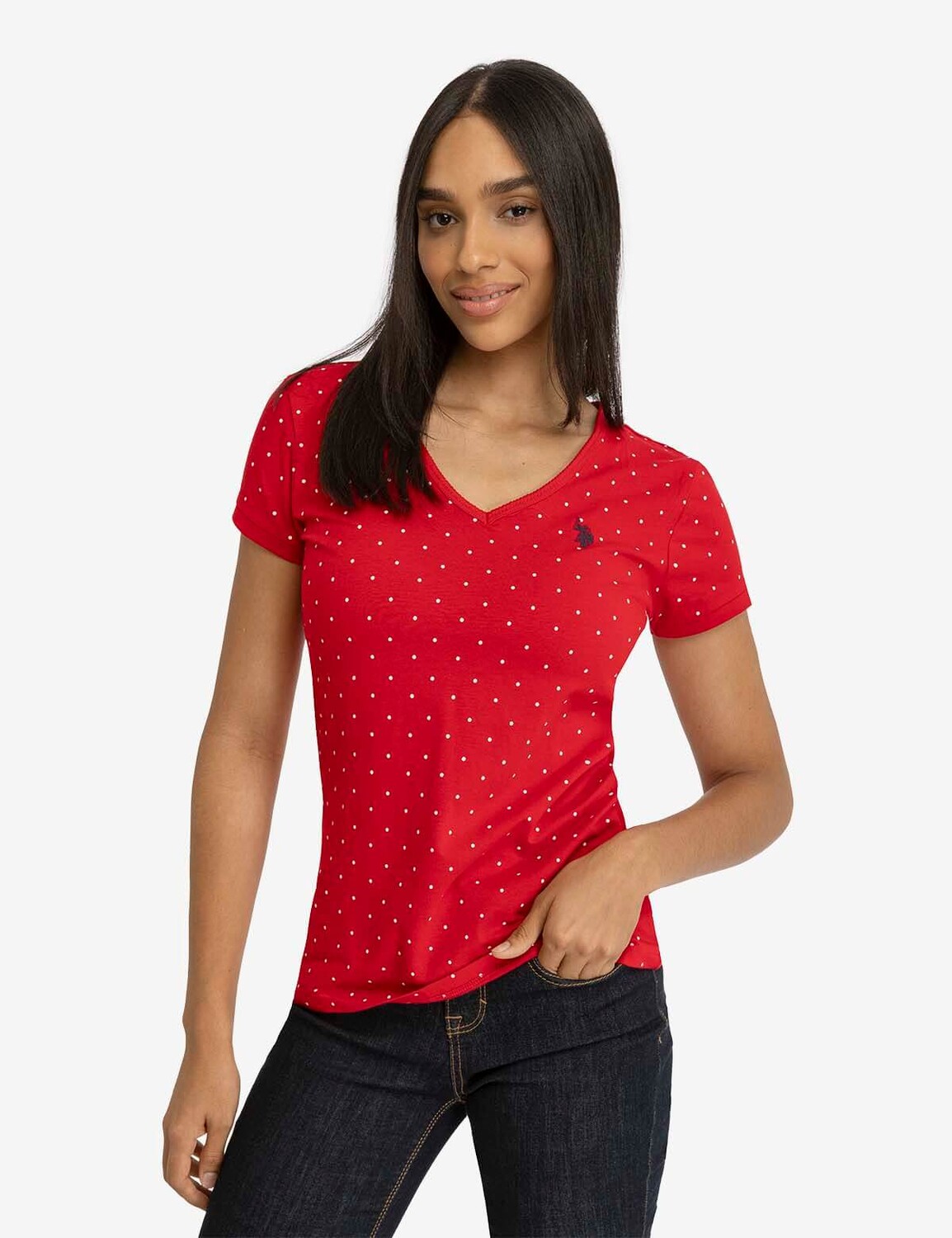 

Футболка U.S. Polo Assn. Dot V-Neck, красный