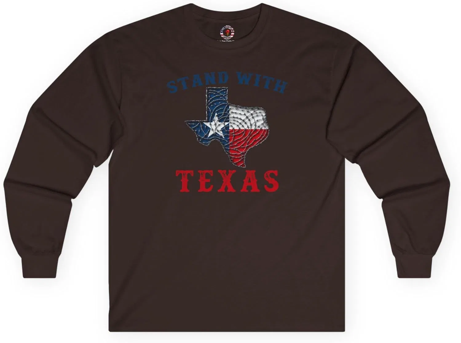 Футболка с длинным рукавом Stand With Texas Gildan 2400, Dark Chocolate
