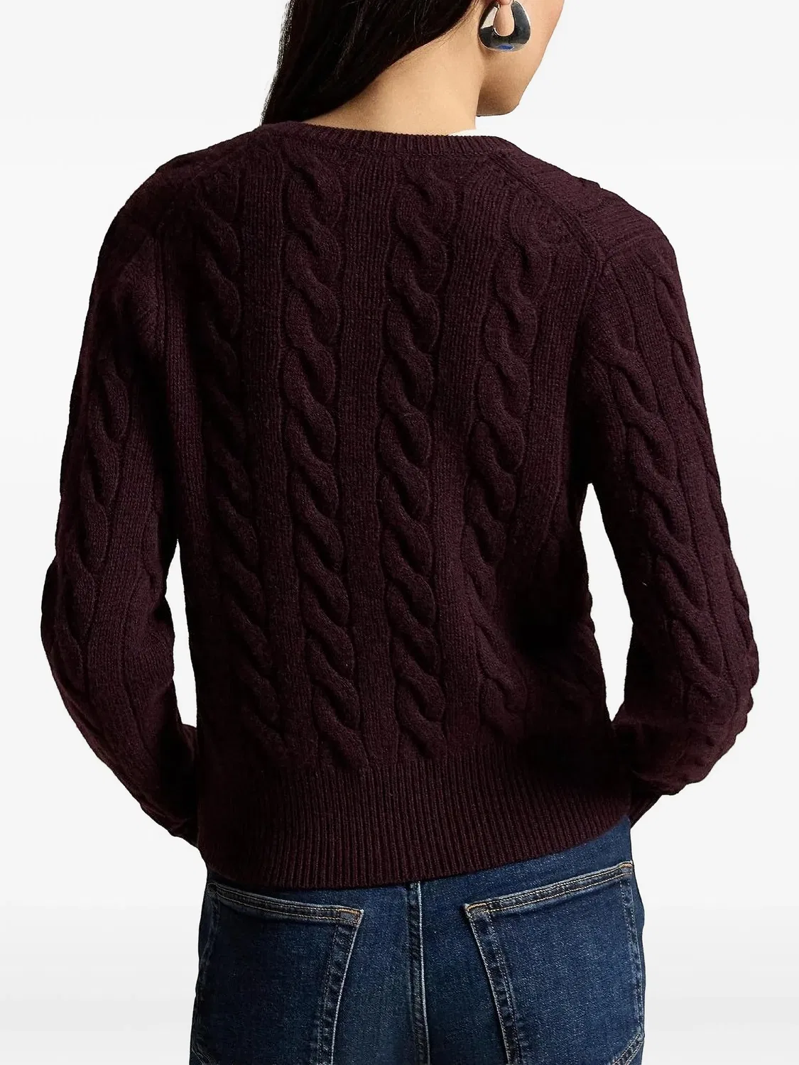 Polo Ralph Lauren Кардиган фактурной вязки фиолетовый — фото 4