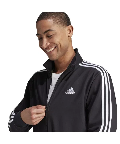 Мужской флисовый спортивный костюм с тремя полосками Adidas, Black — фото 4