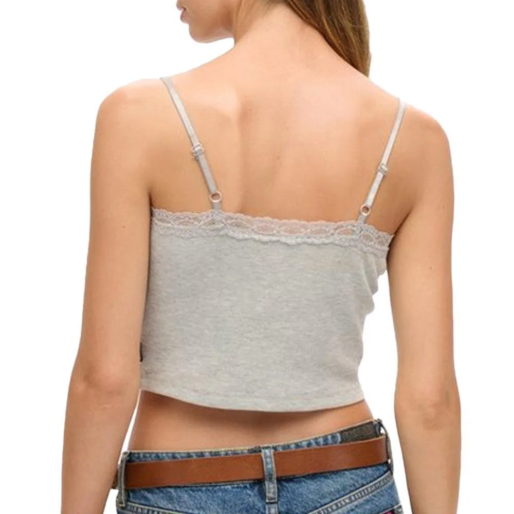 Женский топ на бретелях с кружевом Vintage Cami Superdry, Grau — фото 3