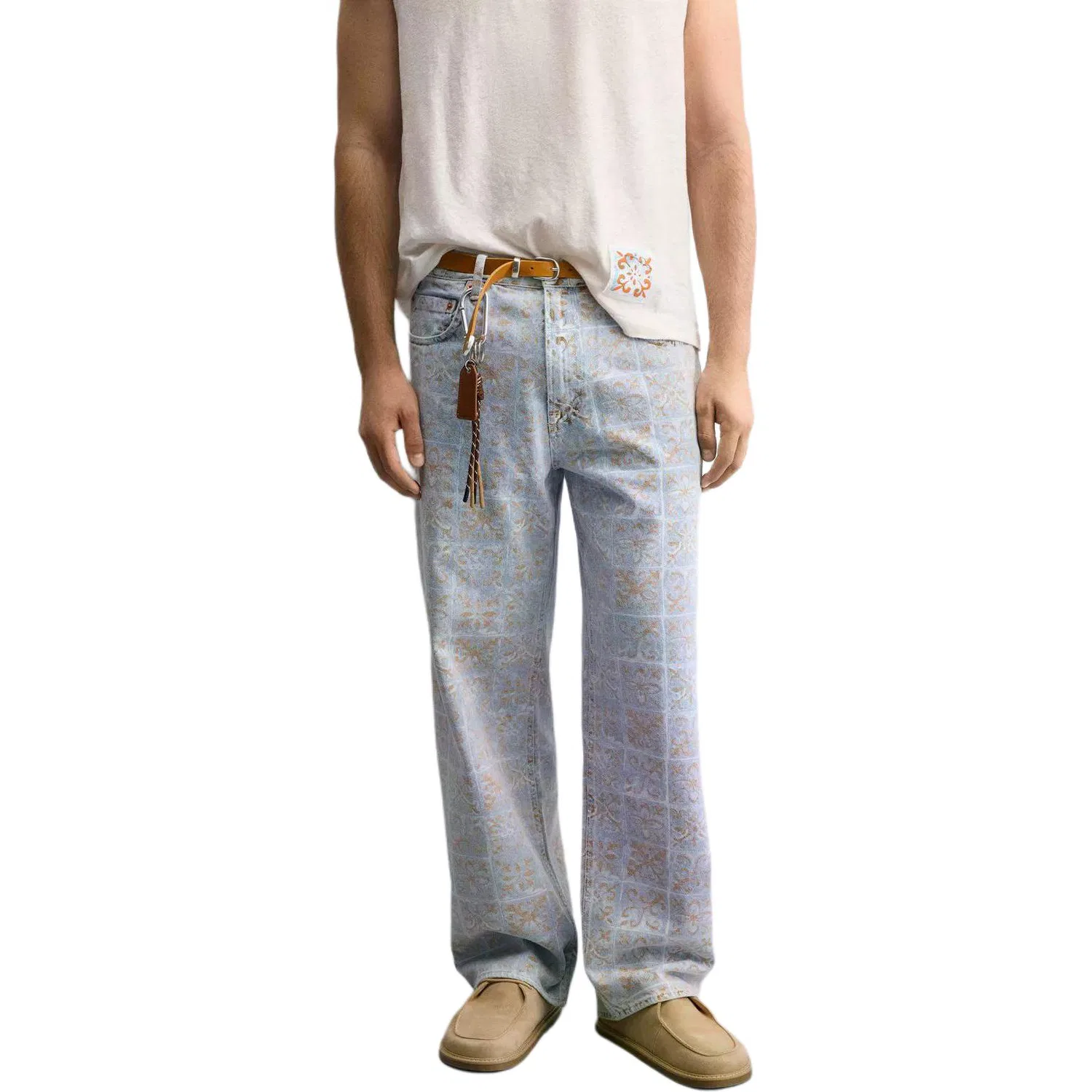 Мужские джинсы широкие с умеренным клешем Light Blue ZARA, Light Blue — фото 3
