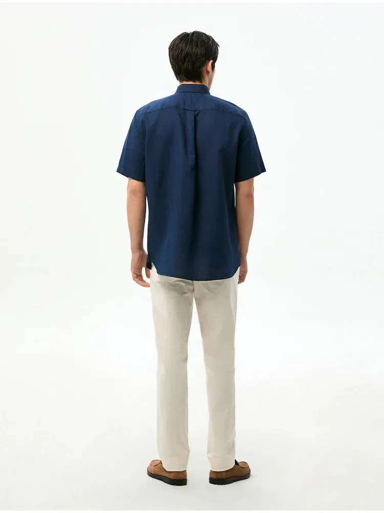 Рубашка с коротким рукавом из льняной смеси, Regular Fit TOMMY HILFIGER, Navy — фото 3