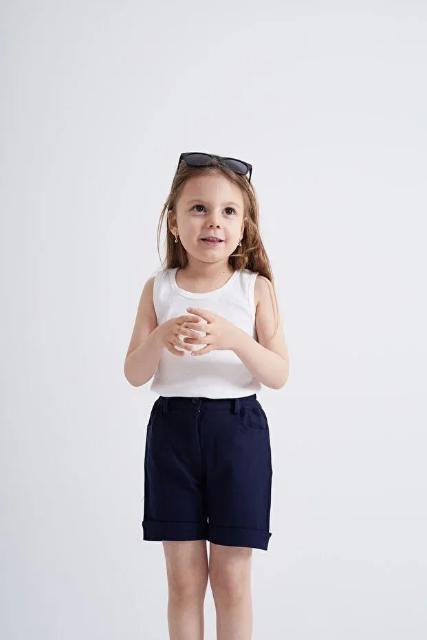 Детские шорты для девочек хлопковые Oliven The Kid, Navy Blue — фото 3
