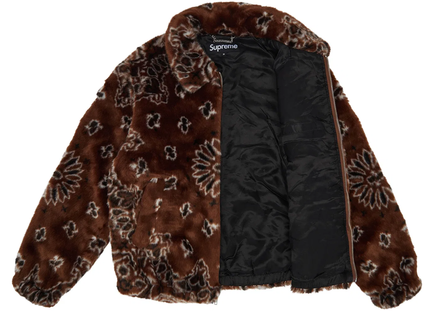 Мужская куртка-бомбер из искусственного меха с принтом Bandana Supreme, Brown — фото 2