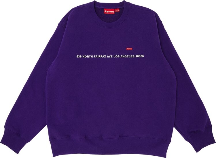 

Толстовка Supreme Shop Small Box Crewneck - Los Angeles 'Purple', фиолетовый