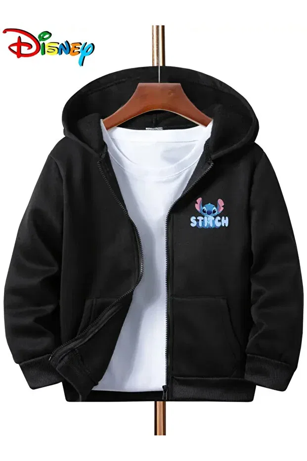 Детская кофта на молнии с принтом для девочек Aemi, Black — фото 2