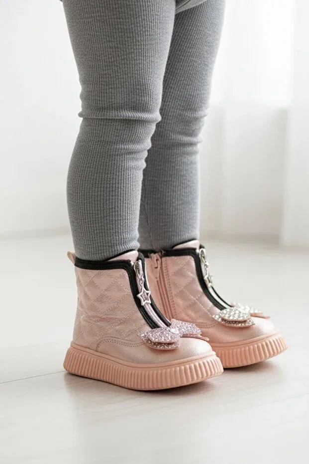Детские ботинки для девочек на флисе Patik Bebe, Pink — фото 3