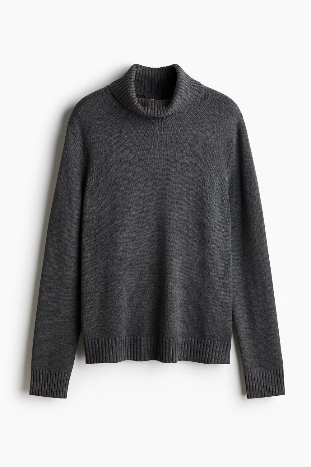 

Свитер H&M A/W 2024 Cotton-Blend Mock-Turtleneck, темно-серый