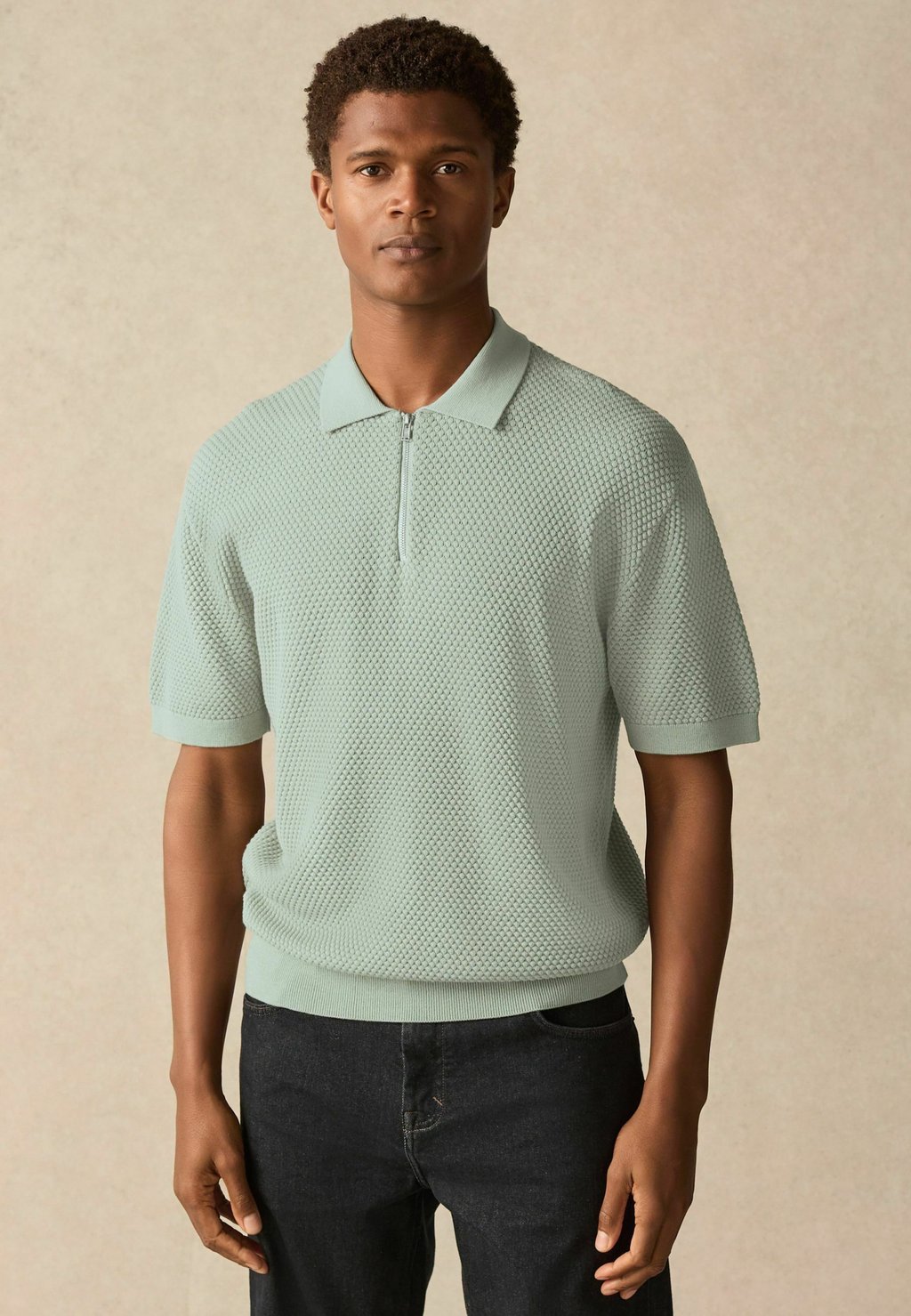 

Рубашка поло TEXTURED SHORT SLEEVE ZIP Next, зеленый