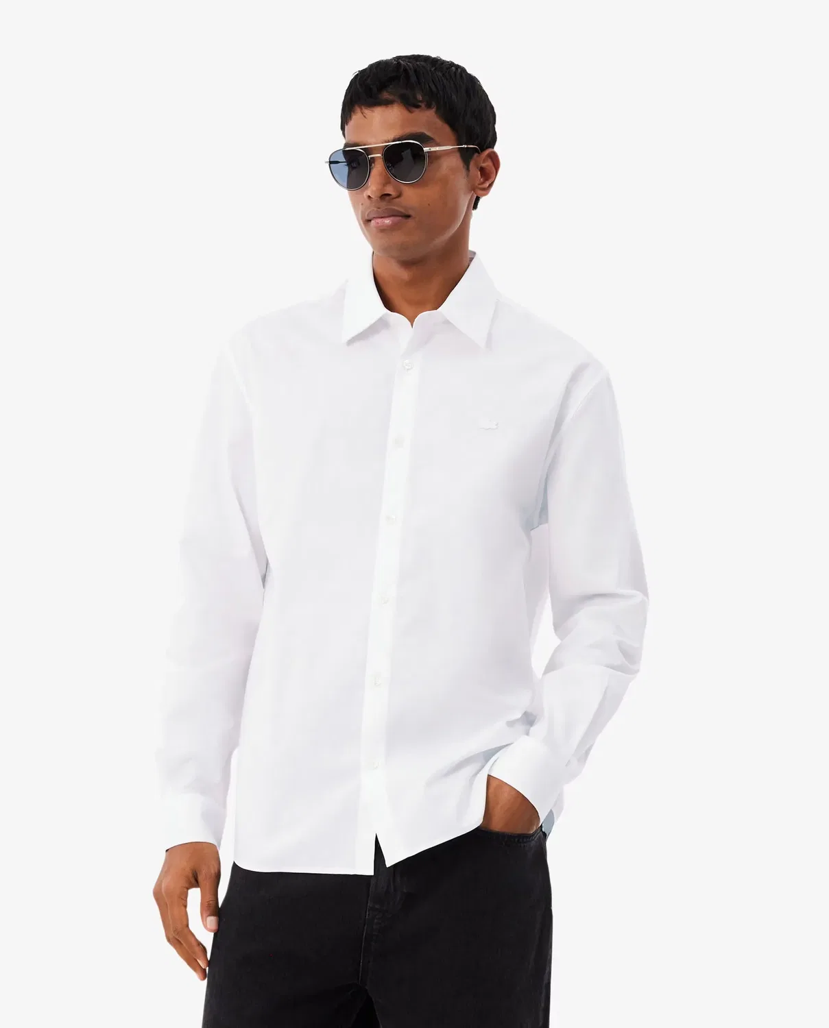 Мужская рубашка Lacoste с длинным рукавом, классический крой, Blanco