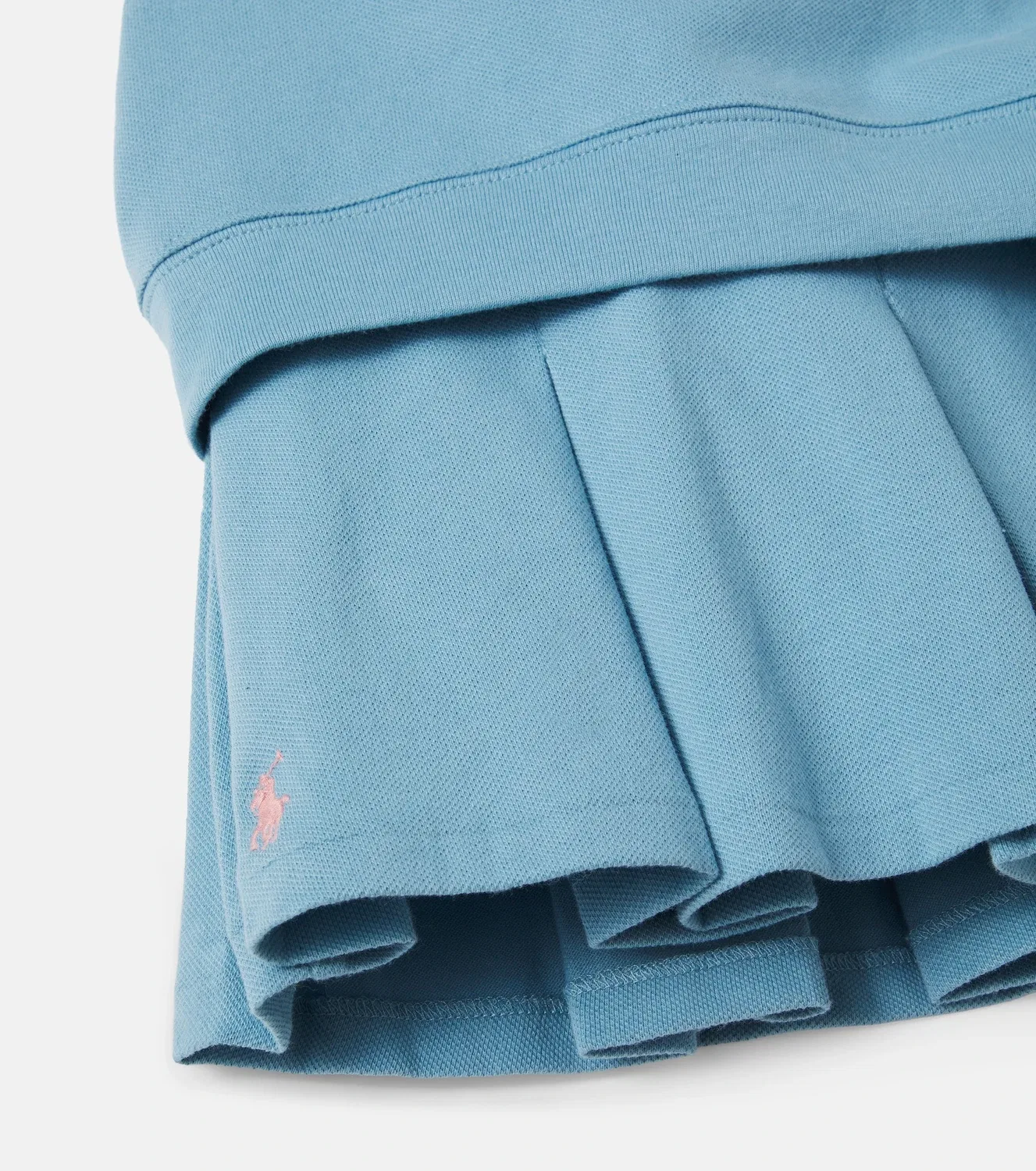 Комплект из юбки и футболки поло из хлопкового пике Polo Ralph Lauren Kids, синий — фото 4