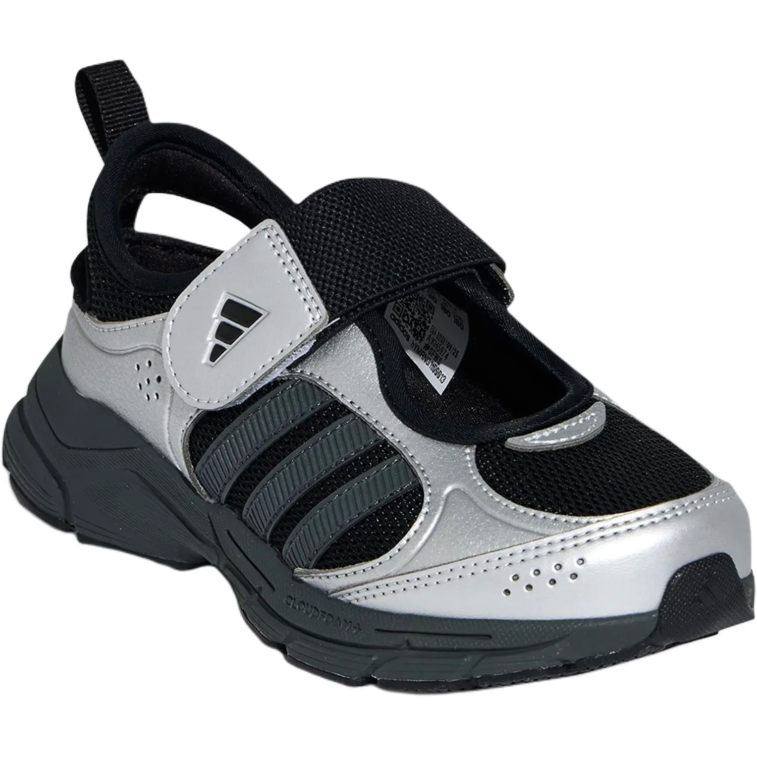 Детские повседневные кроссовки с текстильным верхом Adidas, Black/Dark Gray/Metallic Silver — фото 4