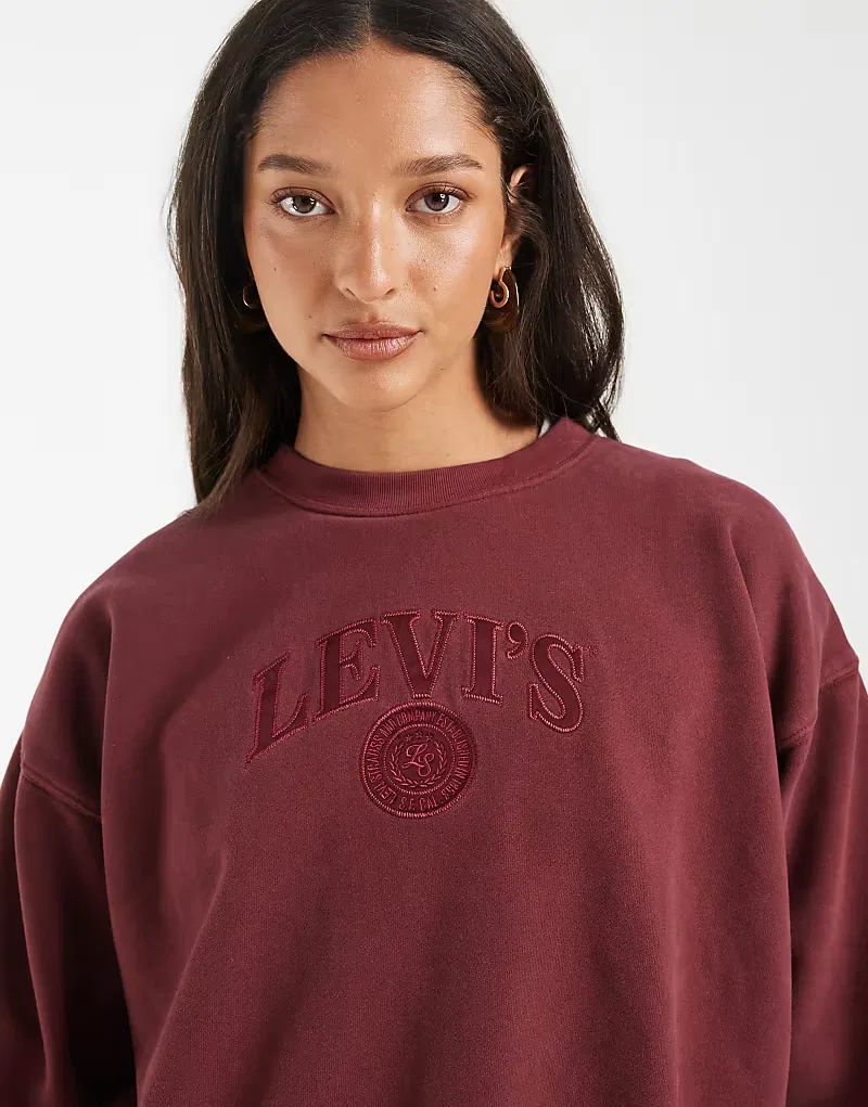 Свитер Levi's свободного кроя с винтажным логотипом, выцветшего, бордовый — фото 3